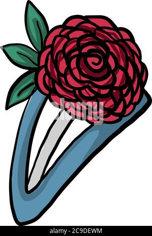 Rose hairpin, illustration, vector on white background Stock Vector
