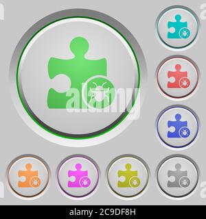 Plugin bug color icons on sunk push buttons Stock Vector