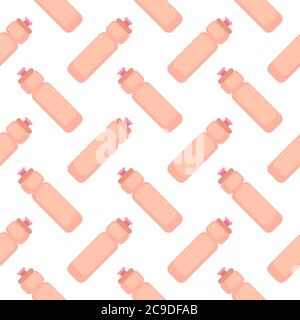 Sports water bottle ,seamless pattern on white background. Stock Vector