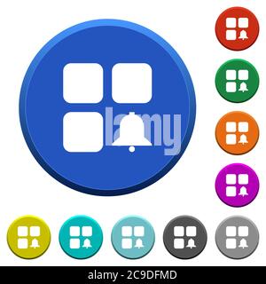 Component alert round color beveled buttons with smooth surfaces and flat white icons Stock Vector