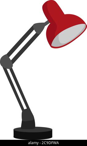 Red table lamp, illustration, vector on white background Stock Vector
