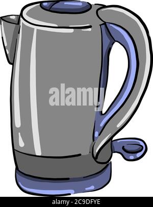 Grey teapot, illustration, vector on white background Stock Vector