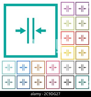Adjust text column gutter flat color icons with quadrant frames on white background Stock Vector