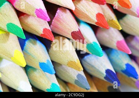 stack of colored pencils Stock Photo