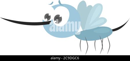 Blue mosquito, illustration, vector on white background Stock Vector