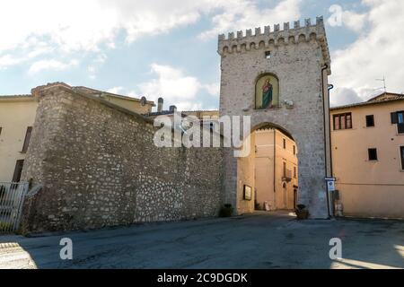 Spoletina Door, main entrance to the ancient medieval city of Leonessa, Lazio region, Rieti province, Italy Stock Photo