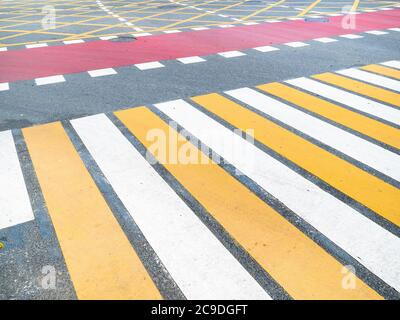 pedestrian crossing and road markings on Nikitskiye Vorota square in Moscow city Stock Photo