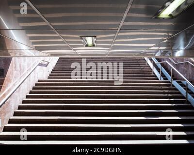 underground pedestrian crossing in Moscow city in Sunday morning Stock Photo