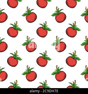 Red tomatos ,seamless pattern on white background. Stock Vector