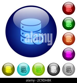 Database transaction commit icons on round color glass buttons Stock Vector
