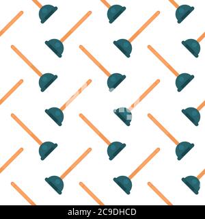 Green toilet pump ,seamless pattern on white background. Stock Vector
