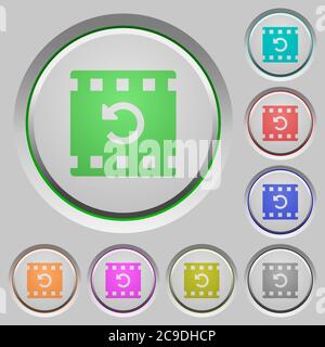 Undo movie changes color icons on sunk push buttons Stock Vector