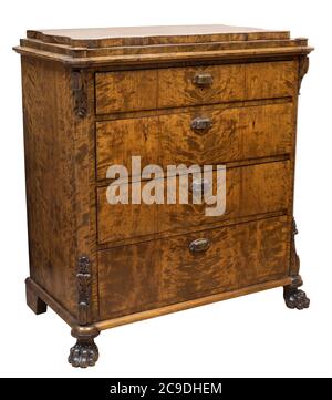 Old vintage antique chest of drawers on white background Stock Photo