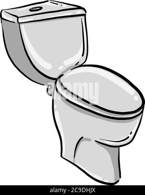 White ceramic toilet bowl on tile floor top view realistic vector ...