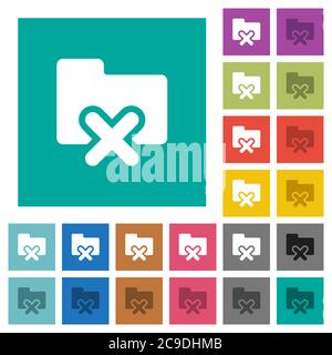 Cancel folder multi colored flat icons on plain square backgrounds. Included white and darker icon variations for hover or active effects. Stock Vector