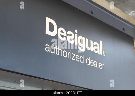 Bordeaux , Aquitaine / France - 07 25 2020 : desigual authorized dealer logo and text sign of shop on spanish store clothing facade Stock Photo