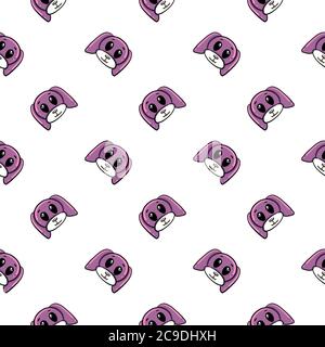 Violet cute dog ,seamless pattern on white background. Stock Vector