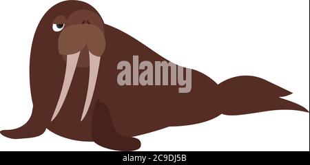 Big brown walrus, illustration, vector on white background Stock Vector
