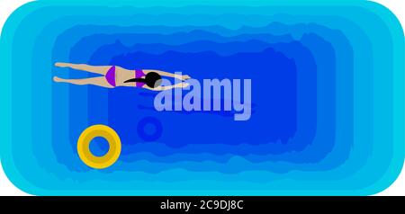 Swimming pool, illustration, vector on white background Stock Vector