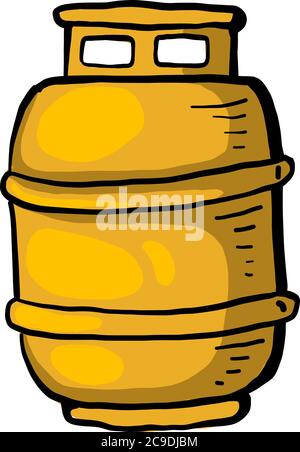 Yellow gas bottle, illustration, vector on white background Stock Vector