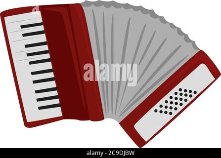 Red accordion, illustration, vector on white background Stock Vector