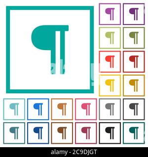 Text paragraph flat color icons with quadrant frames on white background Stock Vector