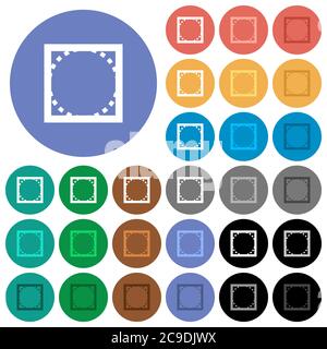 Rounded corner settings multi colored flat icons on round backgrounds. Included white, light and dark icon variations for hover and active status effe Stock Vector