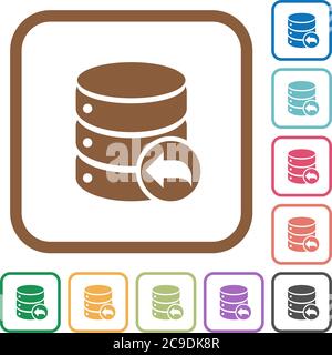 Database transaction rollback simple icons in color rounded square frames on white background Stock Vector