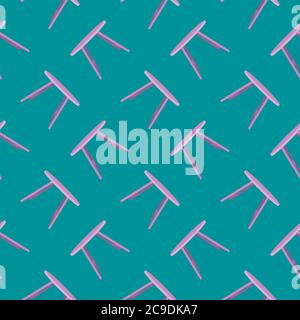 Small purple table ,seamless pattern on dark green background. Stock Vector