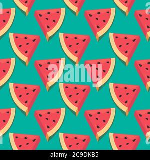 Seamless pattern with watermelon slices on a yellow background ...