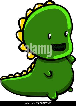 Green dinosaur, illustration, vector on a white background Stock Vector ...