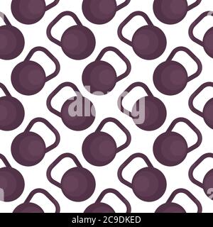 Violet dumbbell ,seamless pattern on white background. Stock Vector