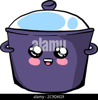 Cute purple saucepan , illustration, vector on white background Stock Vector