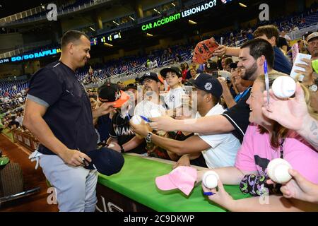 MIAMI, FL - JUNE 15:  Alex Rodriguez during the New York Yankees game against VS. the Miami Marlins at Marlins Park on June 15, 2015 in Miami, Florida.   People:  Alex Rodriguez Stock Photo