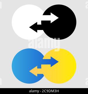 Data transfer icon. Two transfer arrows in circle. Black and white and gradient icon. Transfer logotype concept Stock Vector