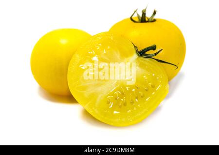 yellow tomato isolated on white background Stock Photo