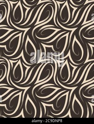 Vector seamless pattern of smooth corners and brushed lines.Texture of beige lines on a brown background.Pastel background. Stock Vector