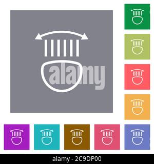 Car headlight control flat icons on simple color square backgrounds Stock Vector