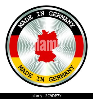 Made in Germany seal or stamp. Round hologram sign for label design and national Germany marketing. Local production icon Stock Vector