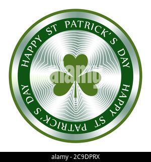 Happy St. Patrick s Day badge design. Round hologram sign for label design and national marketing. Patrick s Day vector icon Stock Vector