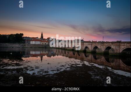 Berwick upon Tweed. During the Border Wars Berwick exchanged hands thirteen times before finally falling to England in 1482. Just outside the town in Stock Photo