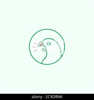 Talking parrot logo using green and red colors. Stock Vector