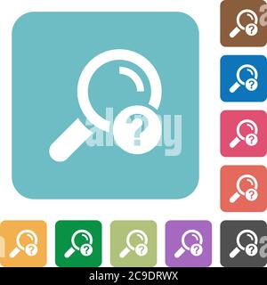 Unknown search white flat icons on color rounded square backgrounds Stock Vector