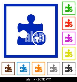 Alarm plugin flat color icons in square frames on white background Stock Vector