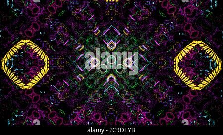 Psychedelic tribal kaleidoscope texture design, Abstract kaleidescopic club. Stock Photo