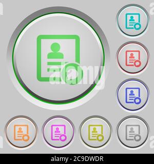 Send message to contact person color icons on sunk push buttons Stock Vector