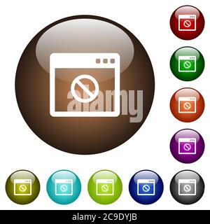 Disabled application white icons on round color glass buttons Stock Vector