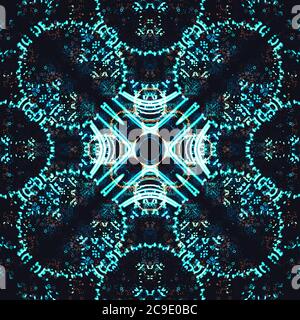 Psychedelic tribal kaleidoscope texture design, Abstract kaleidescopic club. Stock Photo