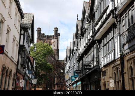 Werburgh Street in the historic walled city of Chester Stock Photo