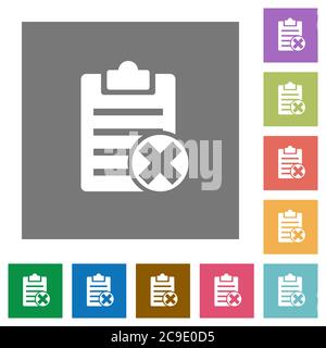 Note cancel flat icons on simple color square backgrounds Stock Vector